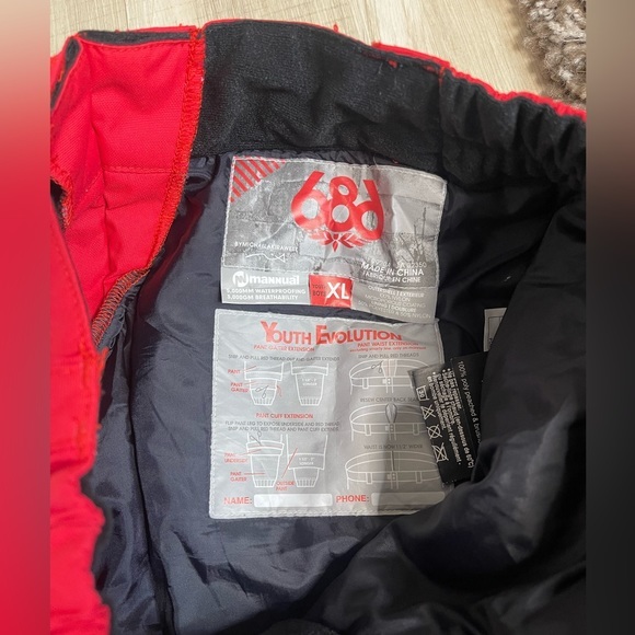 686 Boys snowboard Evolution Insulated InfiDry Pants Snowboard size XL Red - Picture 4 of 7